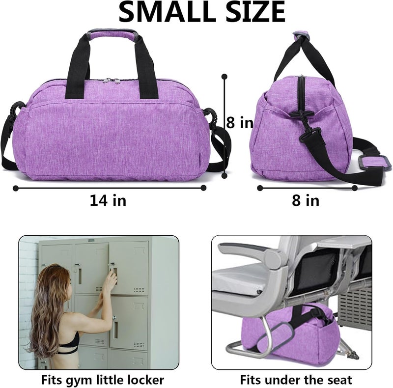 Ineetatu 14 inch Small Gym Bag for Women & Men, Mini Duffel Bag for Travel Sports Lightweight Carry On Bag, Light Purple - Image 3